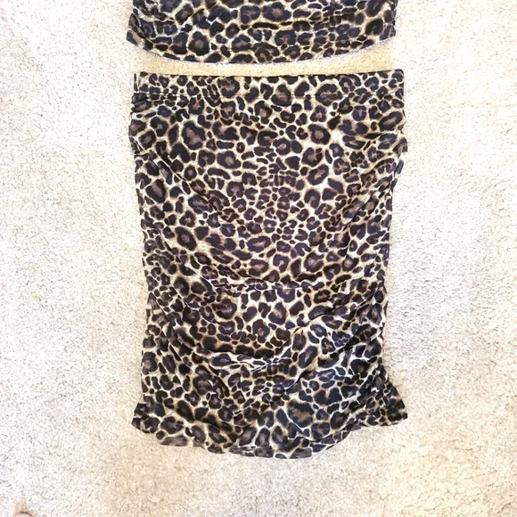 NWT Just Polly NY Leopard Print Skirt Set Sz Medium - Picture 4 of 7